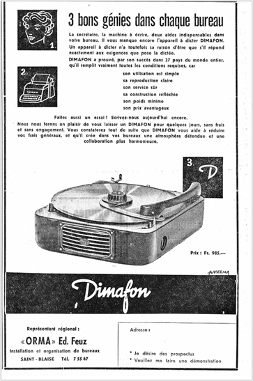 Publicité ORMA 1954